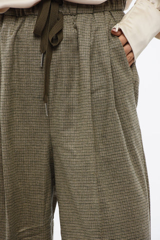 Checked One-Pleat Trousers RIVISTA with Elastic Waist