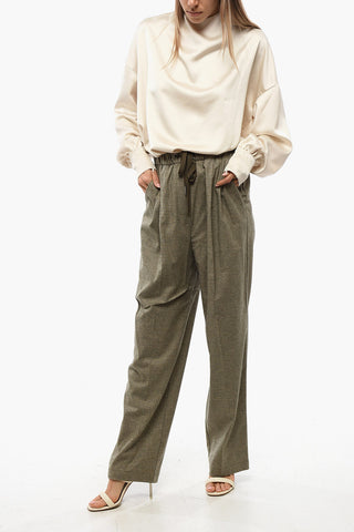Checked One-Pleat Trousers RIVISTA with Elastic Waist