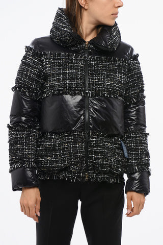 Piumino in Nylon e Tweed con Zip Frontale