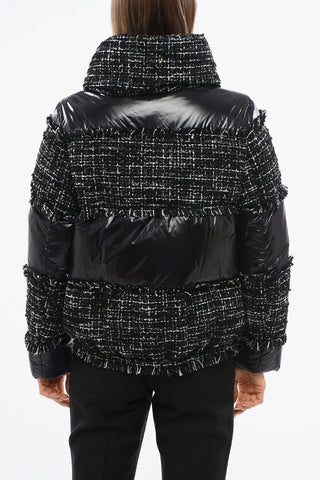 Piumino in Nylon e Tweed con Zip Frontale
