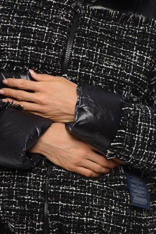 Piumino in Nylon e Tweed con Zip Frontale
