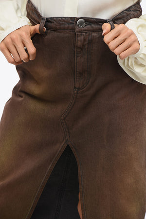 Gonna RITMO In Denim Effetto Acid Wash con Spacco