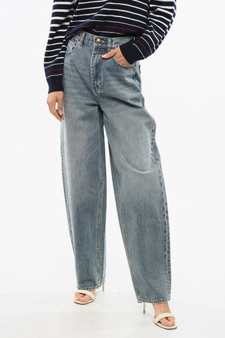 Jeans BARREL A Gamba Larga e a Vita alta