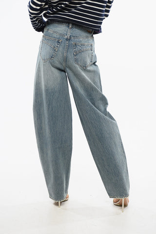 Jeans BARREL A Gamba Larga e a Vita alta