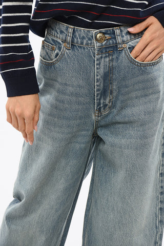 Jeans BARREL A Gamba Larga e a Vita alta