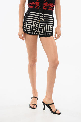 Wool-Blend Shorts With Monogram Pattern And Drawstring