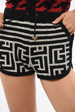 Wool-Blend Shorts With Monogram Pattern And Drawstring