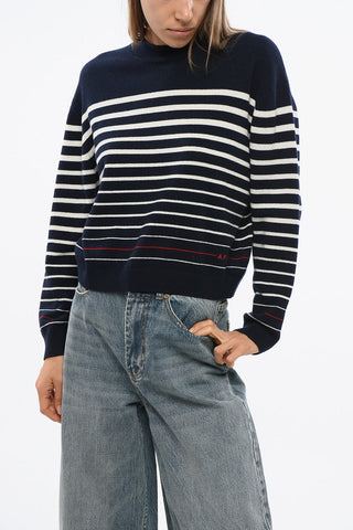 Maglia Girocollo BILLIE In Lana Merino a Righe