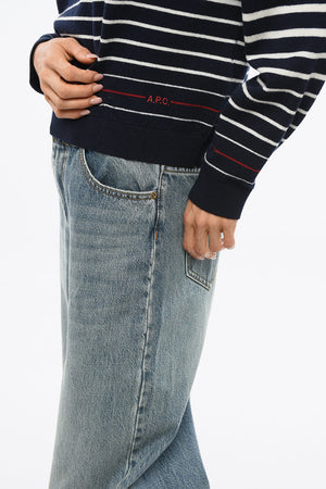 Merino Wool Crewneck Sweater BILLIE with Stripes