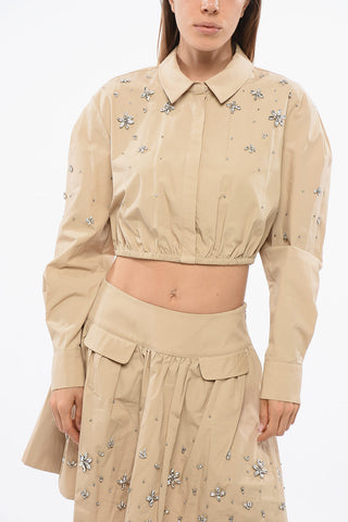 Blusa Crop in Cotone con Gioielli