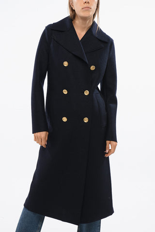 Virgin Wool MILITARY Double Breasted Coat with Golden-Effect Buttons