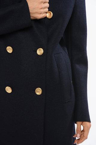 Virgin Wool MILITARY Double Breasted Coat with Golden-Effect Buttons