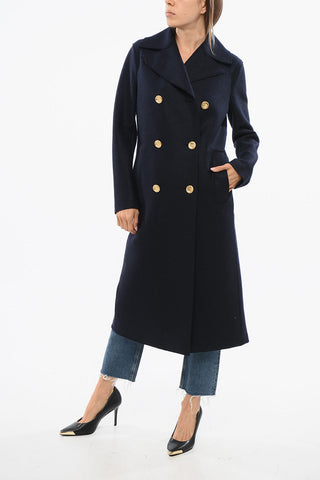 Virgin Wool MILITARY Double Breasted Coat with Golden-Effect Buttons