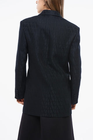 All-Over Monogram Virgin Wool and Silk Double Breasted Blazer