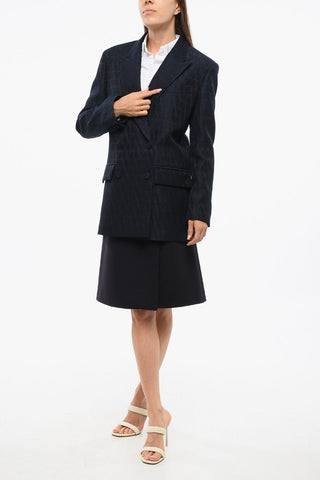 All-Over Monogram Virgin Wool and Silk Double Breasted Blazer