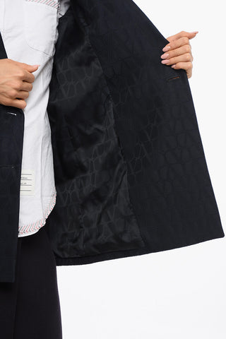 All-Over Monogram Virgin Wool and Silk Double Breasted Blazer