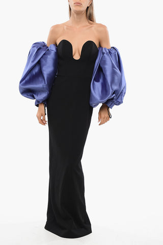 Strapless KARINA Maxi Dress with Removable Puff Sleeve