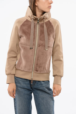 RESORT Mock Neck Sweatshirt with Front Panel in Eco-Fur