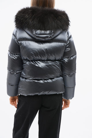 Lamè Nylon MELITA Down Jacket with Fur Hood
