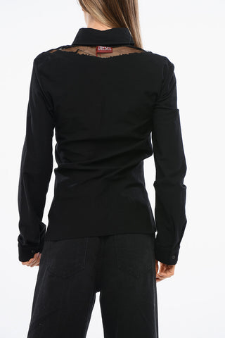Camicia Casual S-SUN-PLAIN in Cotone con Dettagli in Sheer