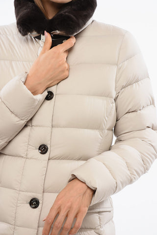 Quilted Puffer VETIVER with Removable Fur Collar