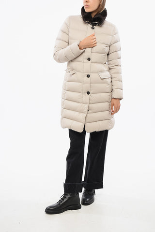 Quilted Puffer VETIVER with Removable Fur Collar