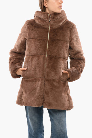 Eco-fur Coat with Quilted Lining