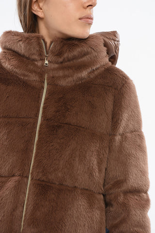 Eco-fur Coat with Quilted Lining
