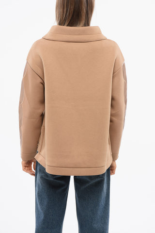RESORT Felpa Mock Neck con Inserti in Nylon