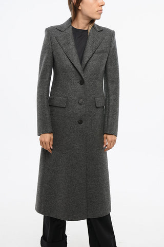 Cappotto In Lana Vergine con Tasche ad Aletta e Spacco