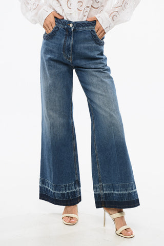 Jeans Regular Fit con Ricamo Perline Intrecciato