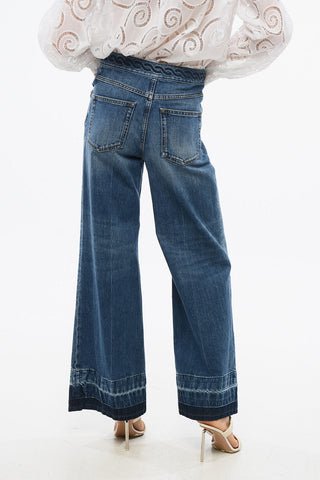 Jeans Regular Fit con Ricamo Perline Intrecciato