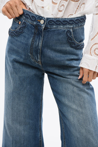 Jeans Regular Fit con Ricamo Perline Intrecciato