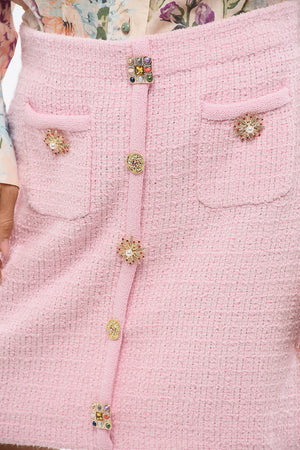 Minigonna in Maglia con Bottoni Gioiello