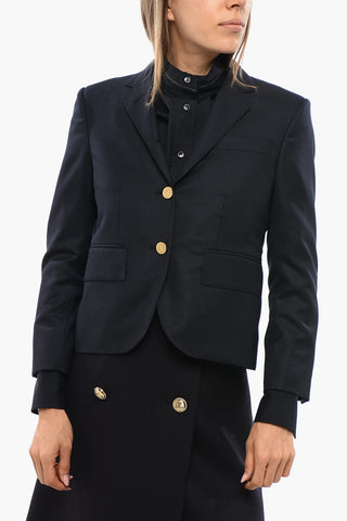 Blazer aus Wolle mit 2 Knöpfen in Goldoptik