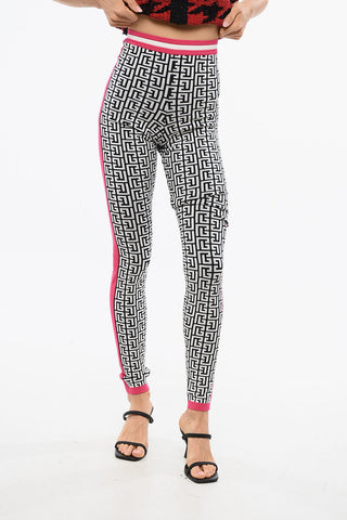 Knit Leggings with Monogram Pattern