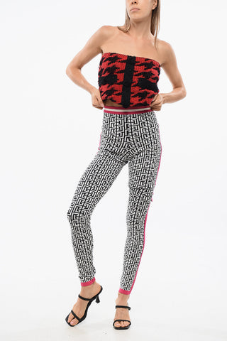 Knit Leggings with Monogram Pattern