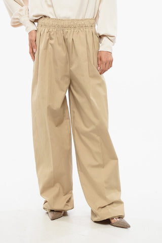 Pantaloni in Cotone a Vita Alta