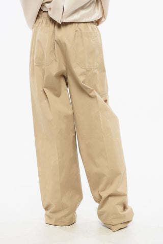 Pantaloni in Cotone a Vita Alta