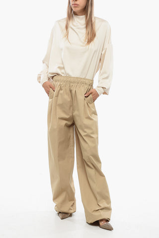 Pantaloni in Cotone a Vita Alta