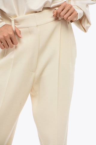 Double Pleated Virgin Wool Palazzo Pants