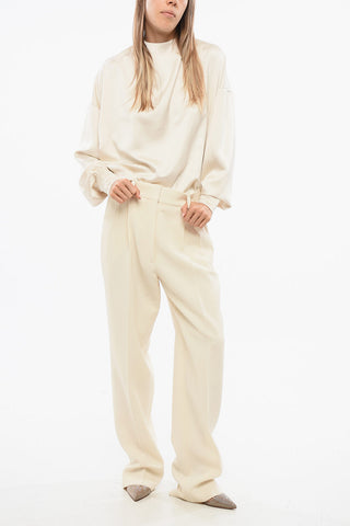 Double Pleated Virgin Wool Palazzo Pants