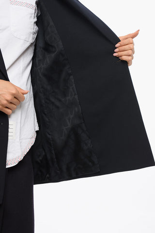 Virgin Wool Double Breasted Blazer with Metallic Monogram