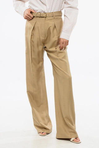 Pantaloni a Una Pince in Seta con Cintura