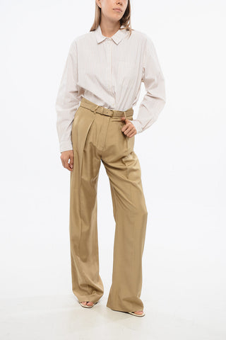 Pantaloni a Una Pince in Seta con Cintura