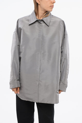Overshirt in Seta a Tinta Unita con Bottoni Automatici