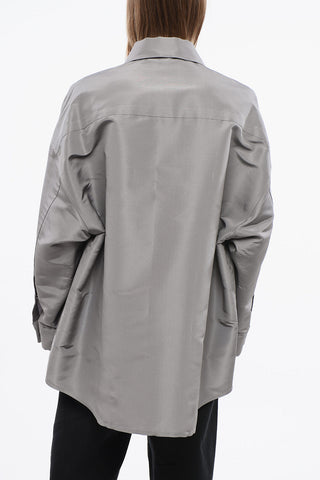 Overshirt in Seta a Tinta Unita con Bottoni Automatici