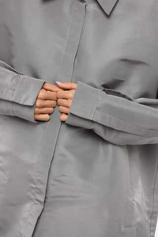 Overshirt in Seta a Tinta Unita con Bottoni Automatici