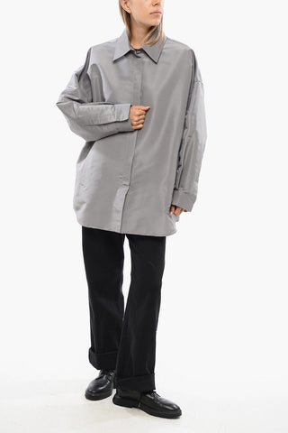 Overshirt in Seta a Tinta Unita con Bottoni Automatici