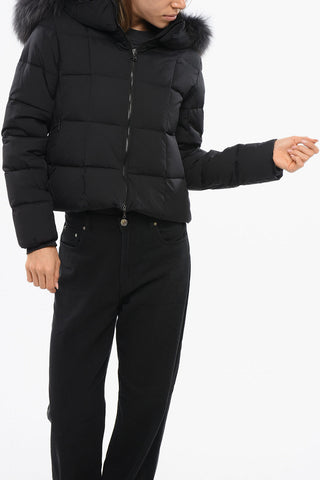 Nylon AVECI Down Jacket with Fur Hood
